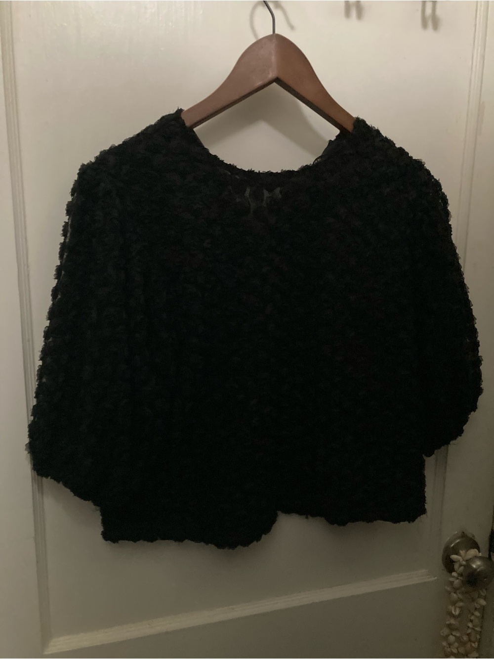 Forever 21 Black Textured large rose detail blouse